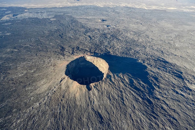 Harrat Khaybar volcanic landscape, aerial view, near Khaybar, Medina Province, Saudi Arabia, Arabian Peninsula, Asia