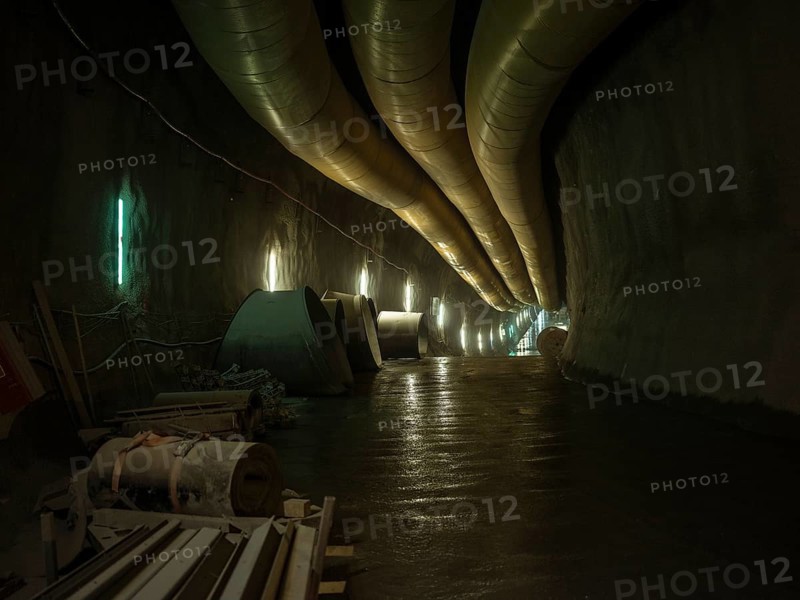 Ventilation hoses in construction lot H41 in the Sill Gorge, Brenner Base Tunnel, Tyrol, Austria, Europe