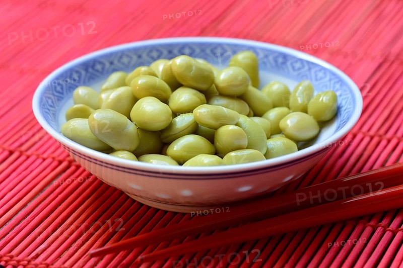 Edamame, unripe soya beans in shell, Glycine max