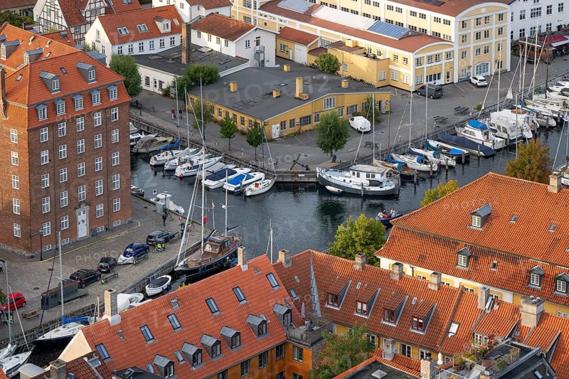View from Vor Frelsers Kirke to Christianshavn and Wilders Canal, Christianshavn neighbourhood, Copenhagen, Denmark, Europe