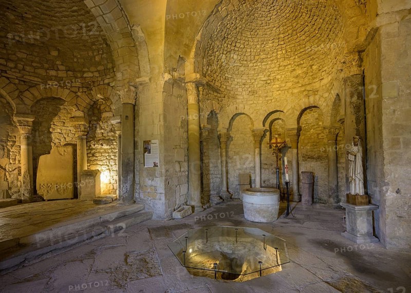 Interior view of the Baptistery of Venasque, Département Vaucluse, France, Europe