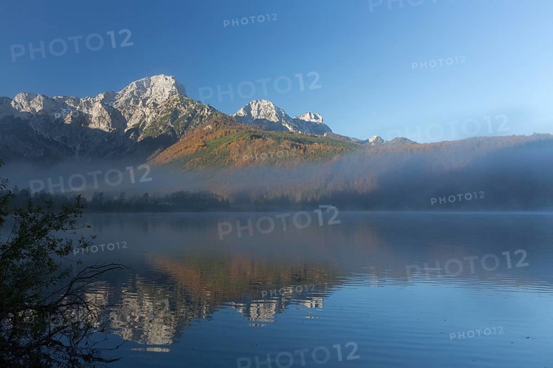 Autumn mood at lake Almsee, Grünau, Austria, Totes Gebirge, Europe