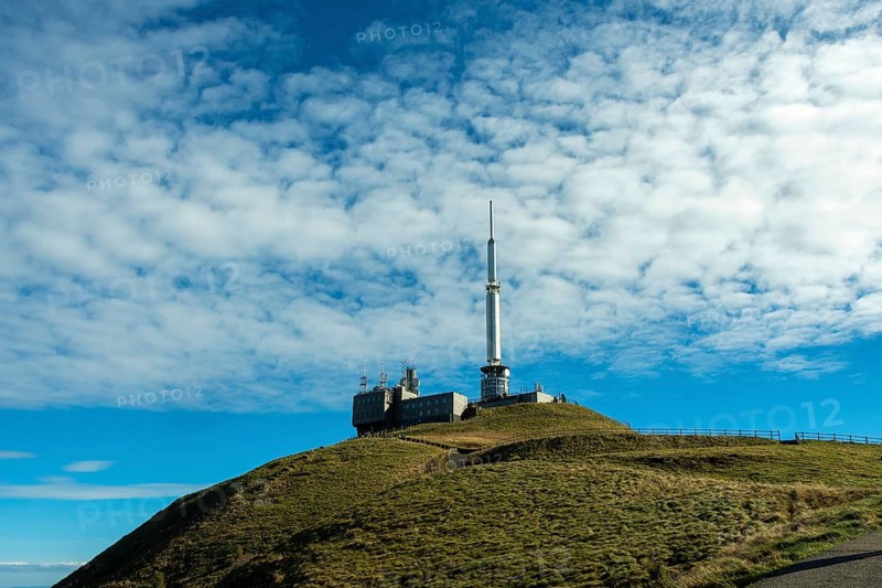 Auvergne Volcanoes Regional Natural Park.TDF antenna at the top of Puy de Dome, Puy de Dome department, Auvergne Rhone Alpes, France, Europe