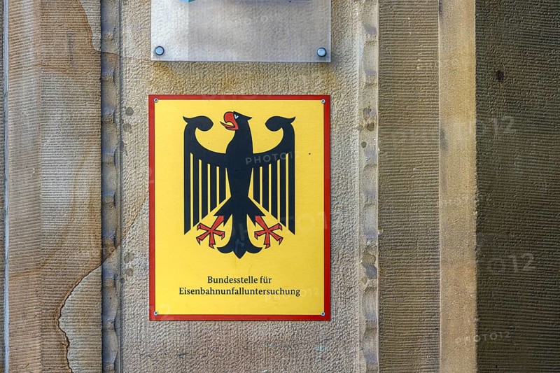 Federal Centre for Railway Accident Investigation (BEU) . Authority sign of the railway authority on a building in Stuttgart, Baden-Württemberg, Germany, Europe