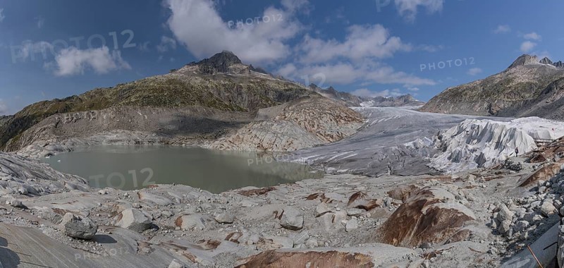 Rhone Glacier, Obergoms VS, Wallis, Switzerland. Under the white blankets is the ice grotto