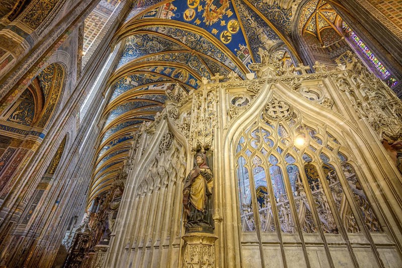 Detail of the choir in St Cecilia's Cathedral, Albi, Département Tarn, France, Europe