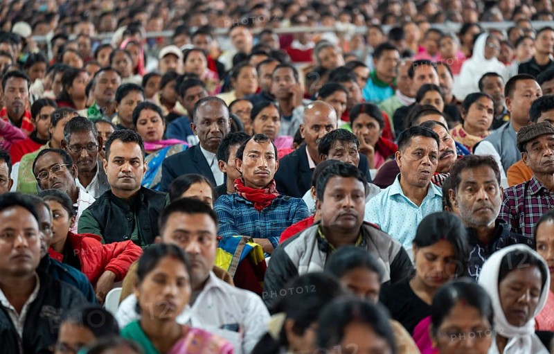 Large group of people arrives to the Lachit Barphukan Police Academy inauguration function on March 15, 2025 in Dergaon, India. The Lachit Barphukan Police Academy, inaugurated by Union Home Minister Amit Shah