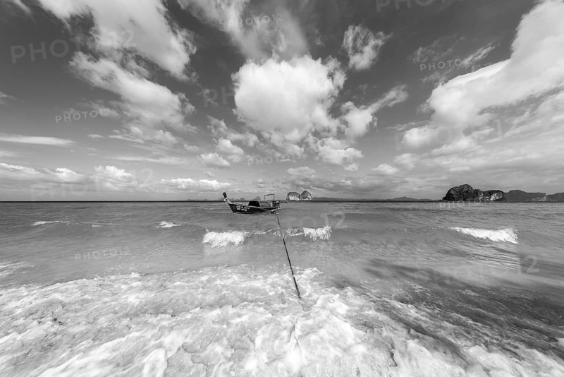Longtail boat on the beach, Koh Ngai Island, Andaman Sea, Satun Province, Southern Thailand, Thailand, Asia