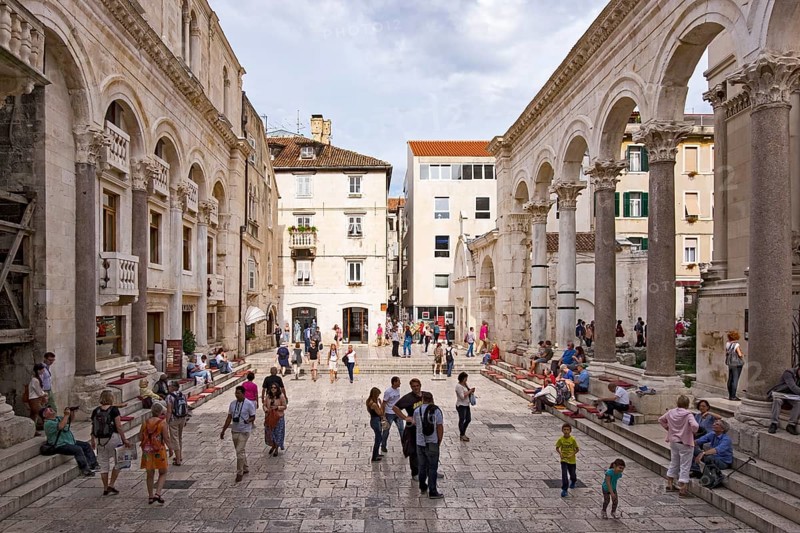 Old Town, Diocletian's Palace, square between peristyle and cathedral, Split, Central Dalmatia, Dalmatia, Adriatic coast, Croatia, Europe