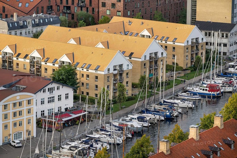 View from the Vor Frelsers Kirke to the Christianshavn Canal, Christianshavn district, Copenhagen, Denmark, Europe
