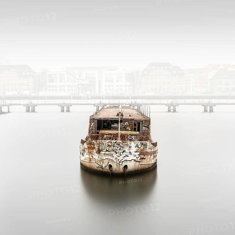 MS Dr Ingrid Wengler, shipwreck in the Osthafen harbour in Berlin, Germany, Europe, 2024, Europe