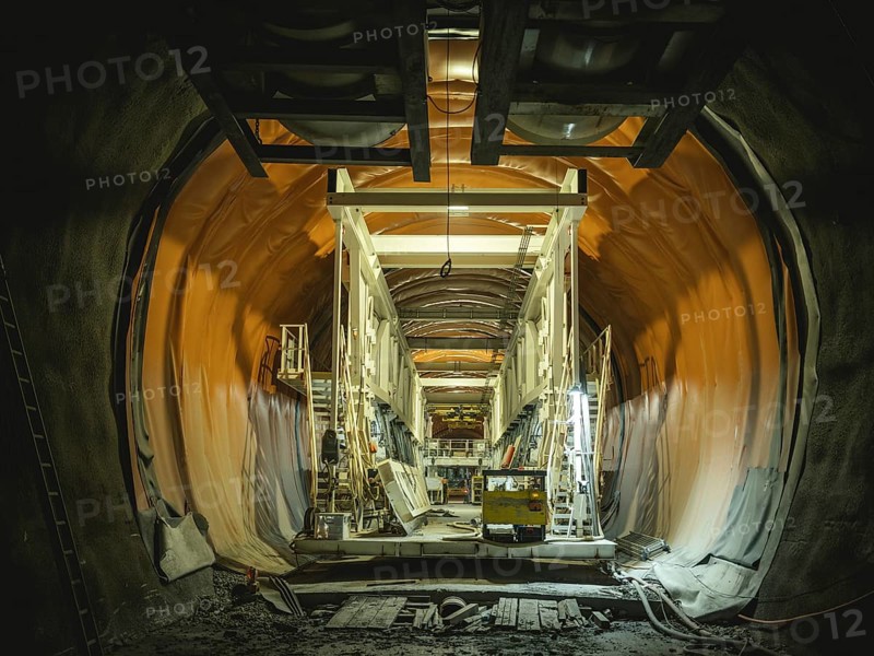 Rear section of the Wilma double-shield tunnel boring machine in the H53 construction lot, Brenner Base Tunnel, Wolf, Tyrol, Austria, Europe