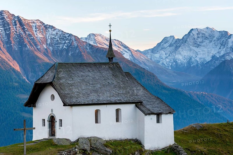Chapel in the mountains, Alps, tourism, travelling, village, mountain village, Bettmeralp, Aletsch Arena, Valais, Switzerland, Europe