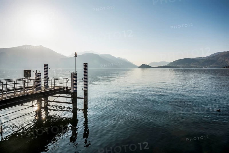 Lake promenade, morning mood, spring, Menaggio, Como province, Lake Como, Lago di Como, Lombardy, Italy, Europe