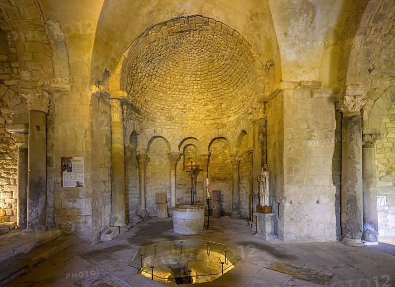 Interior view of the Baptistery of Venasque, Département Vaucluse, France, Europe
