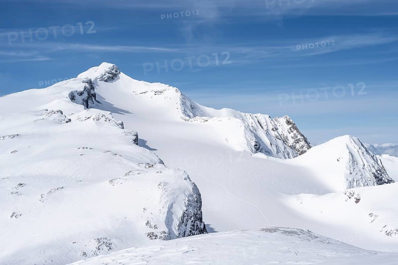 Snow-covered mountain landscape, Wildhorn in winter, Bernese Alps, Bernese Oberland, Switzerland, Europe