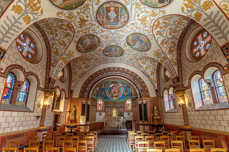 Interior of the Saint-Léon IX chapel in Eguisheim, Alsace, France, Europe