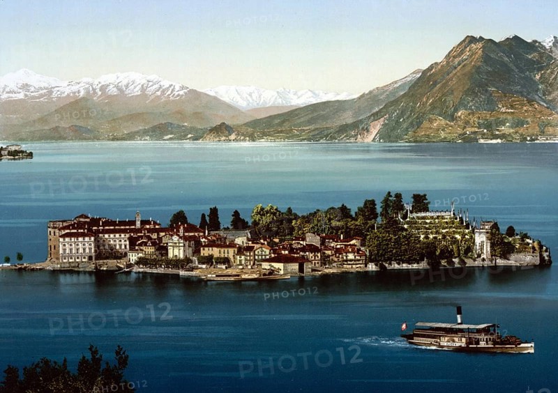 Isola Bella, general view, Lago Maggiore, Italy, general view, Lake Maggiore, Italy, Historic, digitally restored reproduction from a 19th century original, 1880, Record date not stated, Europe