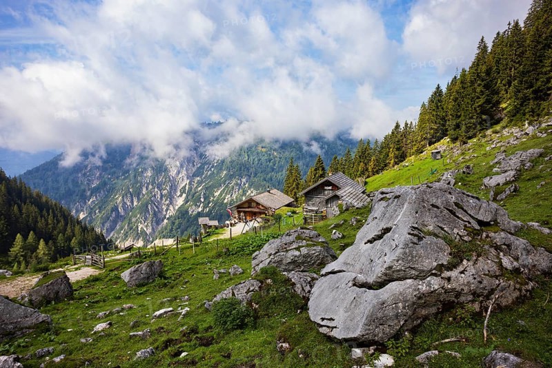 Angerkaralm, Russbach, Gamsfeld, Osterhorn group, Salzkammergut, Salzburg province, Austria, Europe