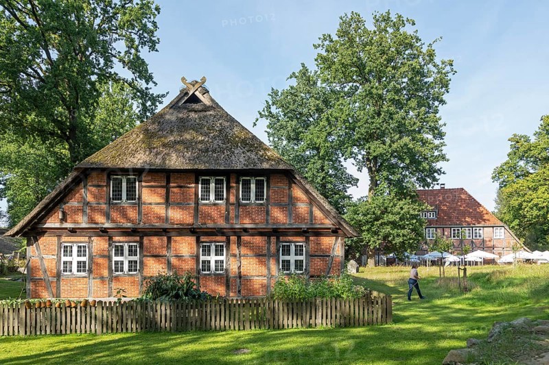 Heidemuseum Dat ole Huus, Low German hall house, Heidemuseum inn, Wilsede, Bispingen, Lüneburg Heath, Lower Saxony, Germany, Europe