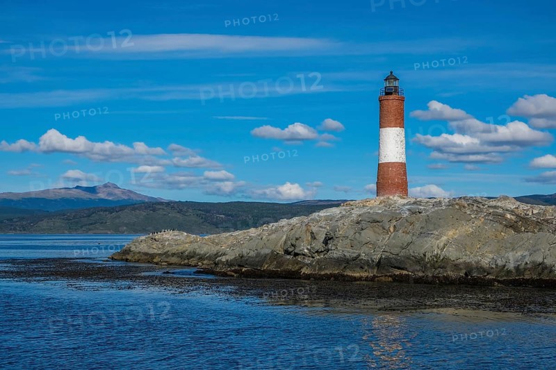 Ushuaia, Tierra del Fuego, Argentina, Les Eclaireurs lighthouse on a rock in the Beagle Channel, South America