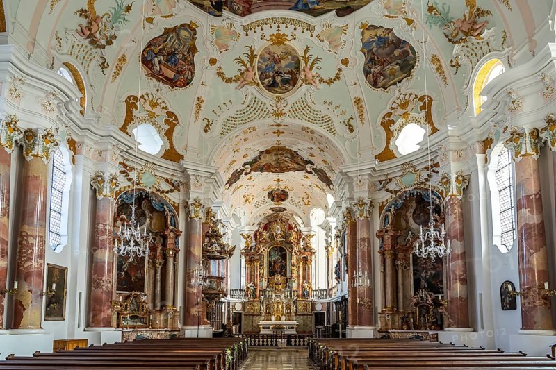 Interior of the Church of Our Lady in Günzburg, Bavaria, Germany, Europe