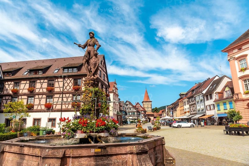 Landscape of the Obertorturm tower on Victor-Kretz-Straße in the old town of Gengenbach in the Black Forest, Germany, Europe