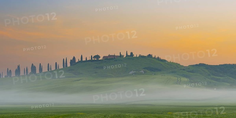 Sunrise in the Crete Senesi, Province of Siena, Tuscany, Italy, Europe