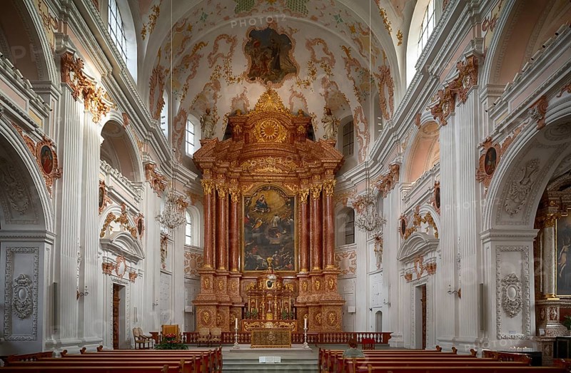 Interior photograph, high altar, chancel, Jesuit Church, Lucerne, Switzerland, Europe