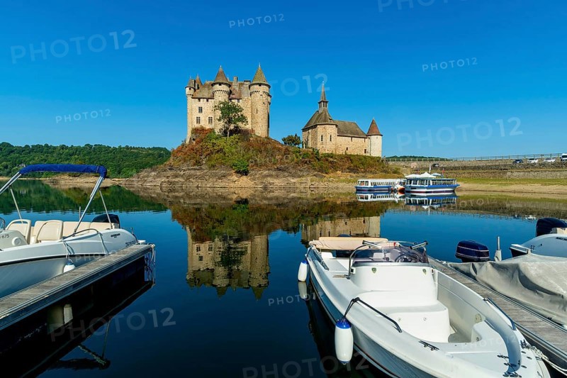 Lanobre. The 13th century Chateau de Val, which has been modified several times, is the property of the town of Bort les Orgues. Cantal department. Auverne Rhone Alpes. France