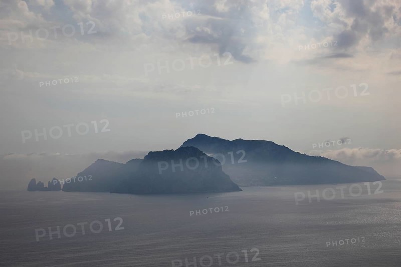 View to Capri from Punta Campanella, Campania, Italy, Europe