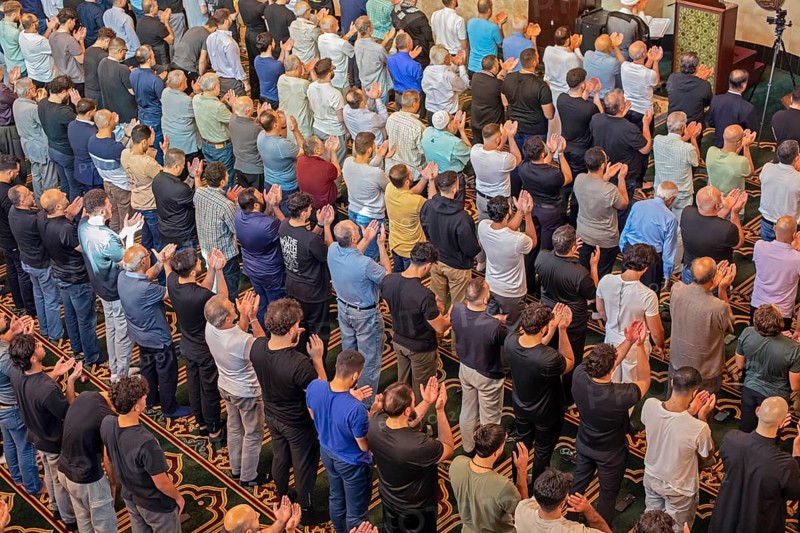 Dearborn, Michigan, Friday prayers at the Islamic Center of America, the largest mosque in North America