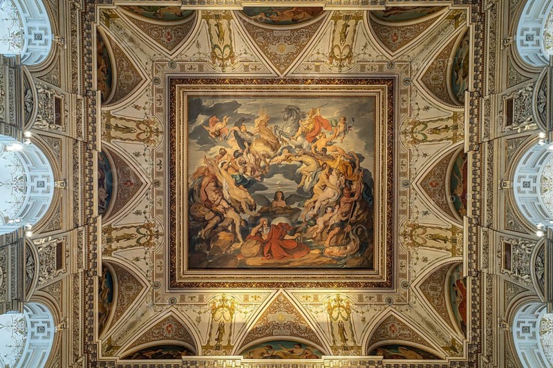 Painting Cycle of Life by Hans Canon on the ceiling of the staircase, Natural History Museum Vienna, Austria, Europe