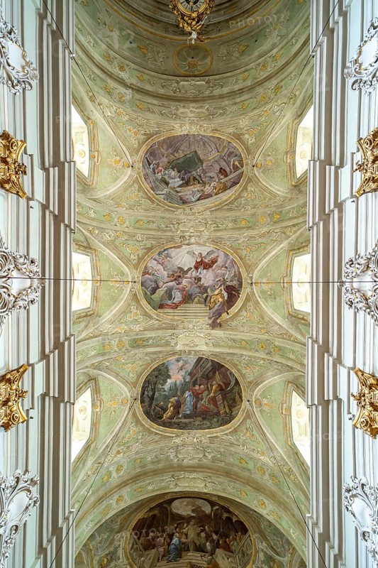 Ceiling frescoes in the baroque parish church Mariahilfer Kirche in Vienna, Austria, Europe