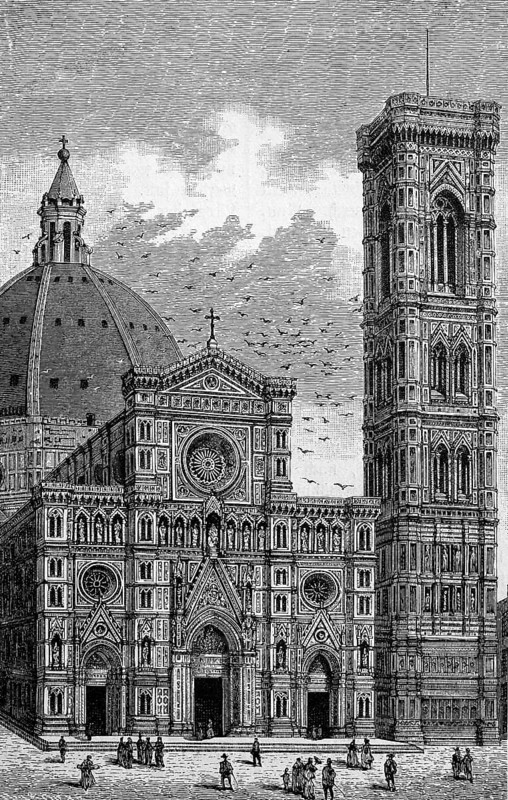 The Duomo of Florence, Tuscany, Italy, in 1880, Historical, digital reproduction of an original from the 19th century, Europe