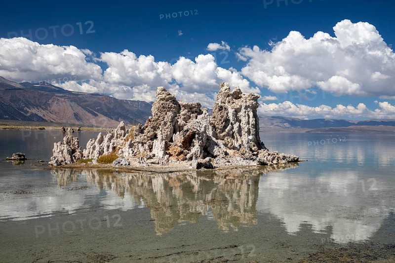 Lee Vining, California - Tufa towers in Mono Lake. The lake has no outlet, which makes it highly saline. The city of Los Angeles has taken water from Mono Lake in recent years, substantially lowering the water level