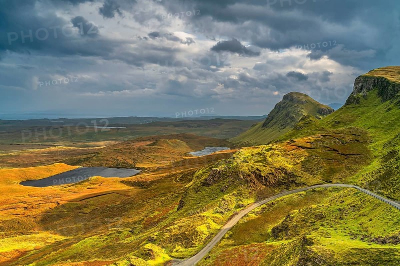 View of the Quiraing rock formations, Trotternish peninsula, Isle of Skye, Scotland, Great Britain