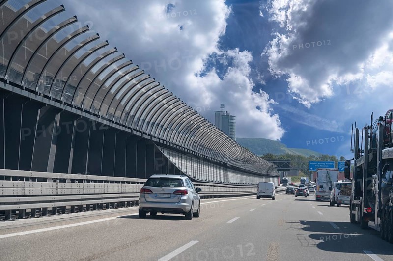 Noise protection on the A6 Nuremberg-Heilbronn motorway, Baden-Württemberg, Germany, Europe