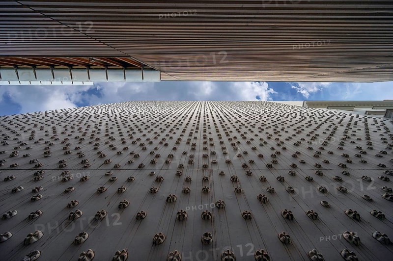 Modern façades, below the façade of the Kunsthaus, Bregenz, Vorarlberg, Austria, Europe