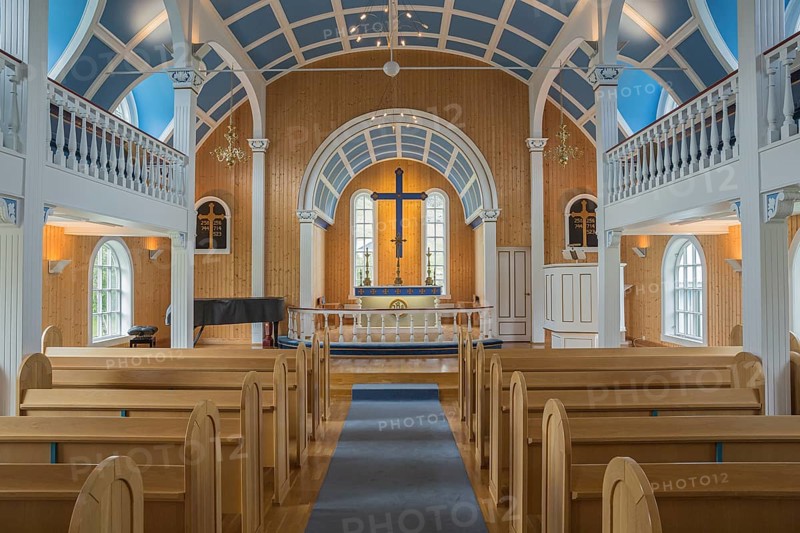 Inside the blue Church in Seydisfjördur, East Iceland