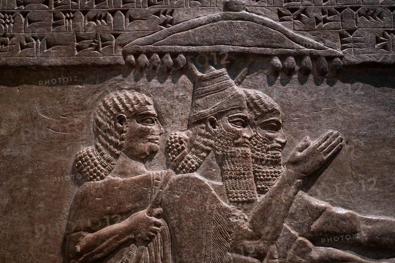 Ruler on chariot, Assyrian relief from Nimrud, today Iraq, British Museum, London, London region, England, Great Britain