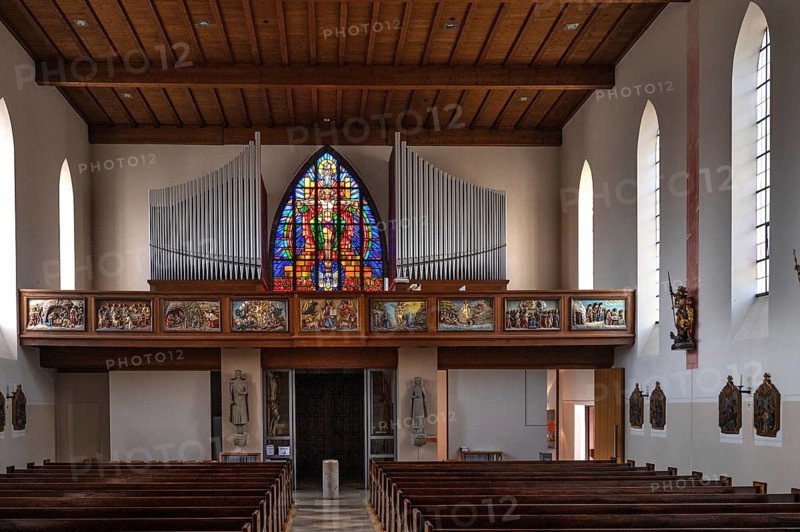 Organ loft of St Kunigund, Schnaittach, Middle Franconia, Bavaria, Germany, Europe