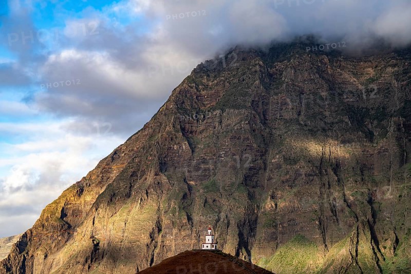 Bell tower of the church of Nuestra Senora de Candelaria in the valley of El Golfo, La Frontera, El Hierro, Canary Islands, Spain, Europe