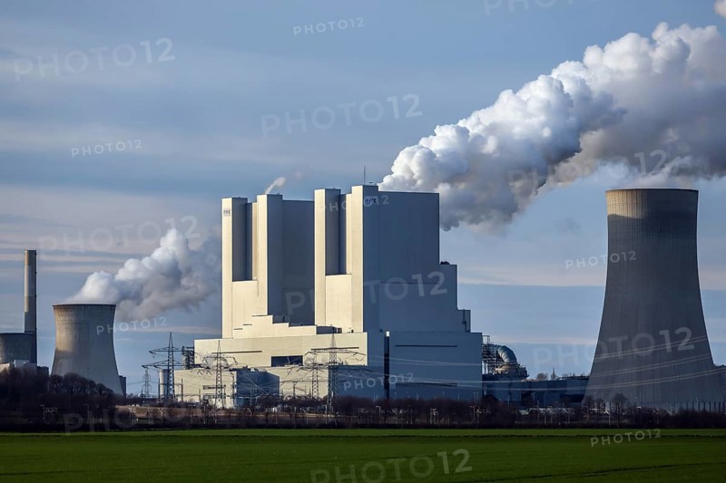 Grevenbroich, North Rhine-Westphalia, Germany, RWE Power AG Neurath power plant, lignite-fired power plant at RWE's Garzweiler opencast lignite mine, here in the foreground the new power plant units F and G, Europe