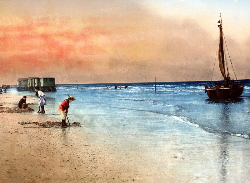 Women's bathing establishment, Scheveningen, Holland, around 1895, Historical, digitally restored reproduction from a 19th century original, Record date not stated