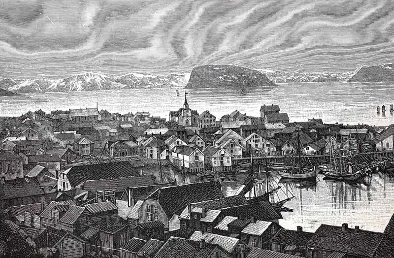 The town of Hammerfest in 1895, Norway, reproduction of an original, around 1900, historical, Europe