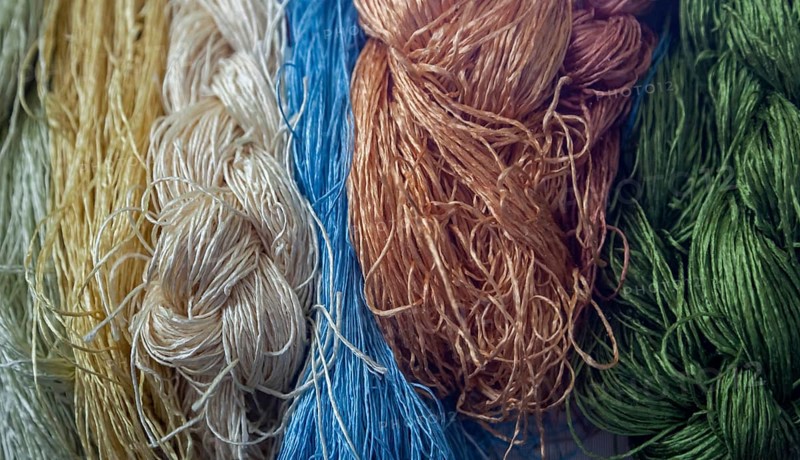 Carpet yarns in a carpet factory, Turkey, Asia