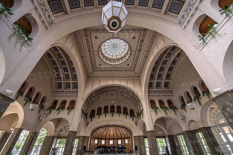 Wandelhalle in the Kissingen spa, inaugurated in 1842, replaced by a new building in 1911, Bad Kissingen, Lower Franconia, Bavaria, Germany, Europe