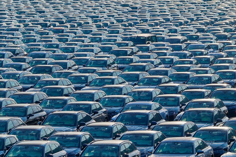 Large number of cars on assembly point, Brand Audi, Germany, Europe