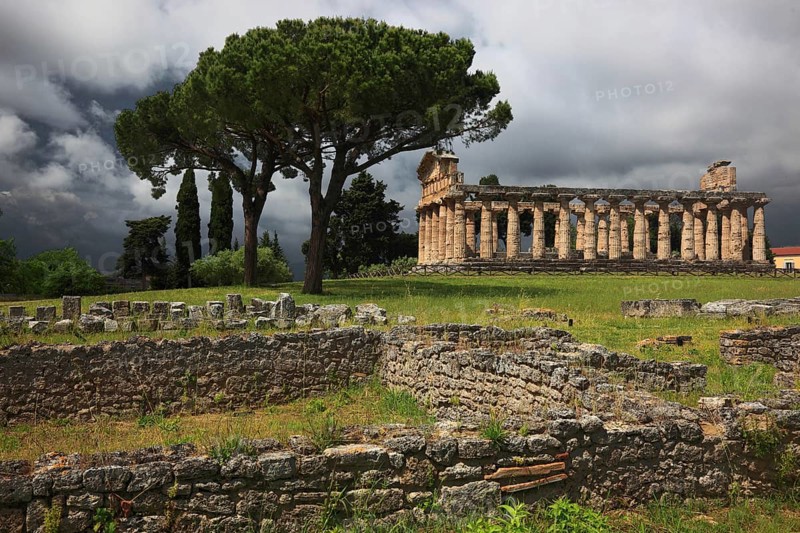 The Athenaion, Temple of Ceres or Temple of Athena in Paestum, Campania, Italy, Europe